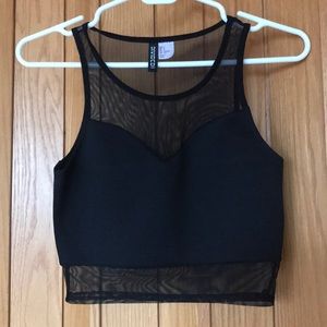 H&M Black Mesh Crop Top